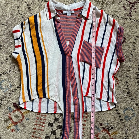 Colorful striped button down top size S - Picture 2 of 5